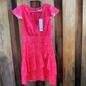 Parker Barbie Pink Hydrangea Floral Ruffle Mini Dress NWT